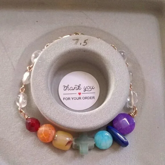 Rainbow of Semi-Precious Stones - Unique Chakra Bracelet - Your Signature Style! - Picture 12 of 15